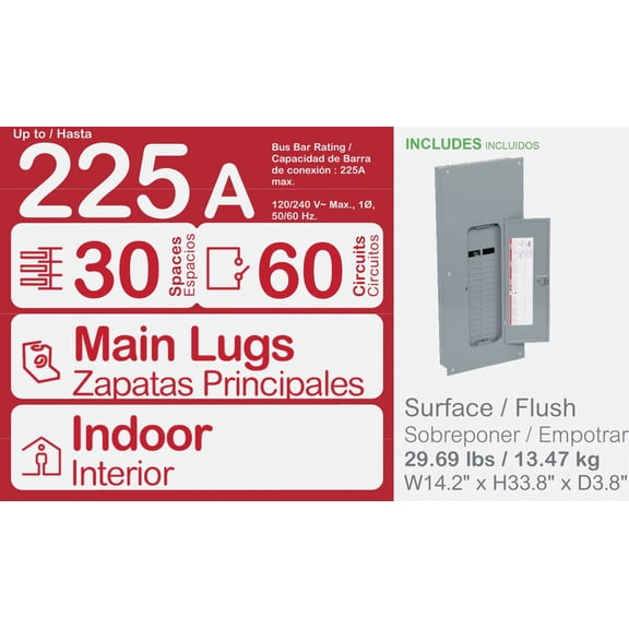 Square D Homeline Indoor Main Lug Plug-on Neutral Load Center - Pack of 6 Residential Use, Standard Application