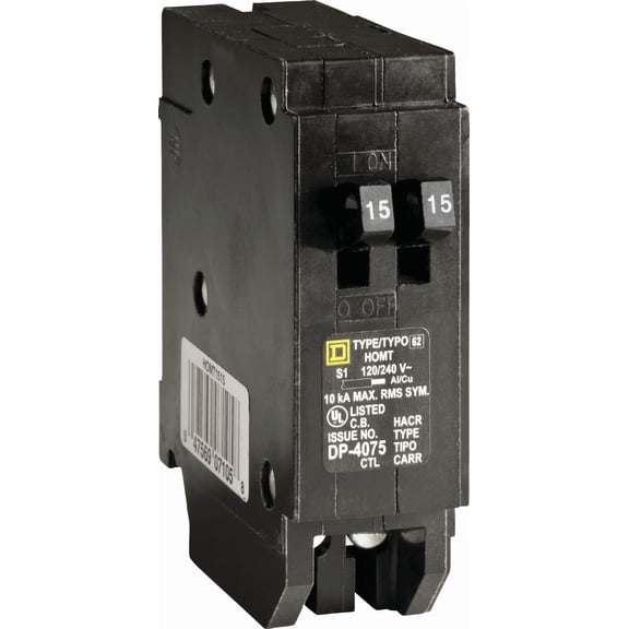 Square D Homeline Single-Pole Tandem Circuit Breaker - Pack of 2  Indoor & Outdoor Use, NEC-Compliant