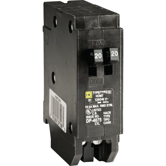 Square D Homeline Single-Pole Tandem Circuit Breaker - Single Pack Indoor & Outdoor Use, NEC-Compliant