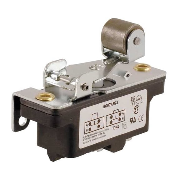 Snap Action Switch, Lever, Roller Actuator, 1NC/1NO, 15 A at 600 V AC Contact Rating