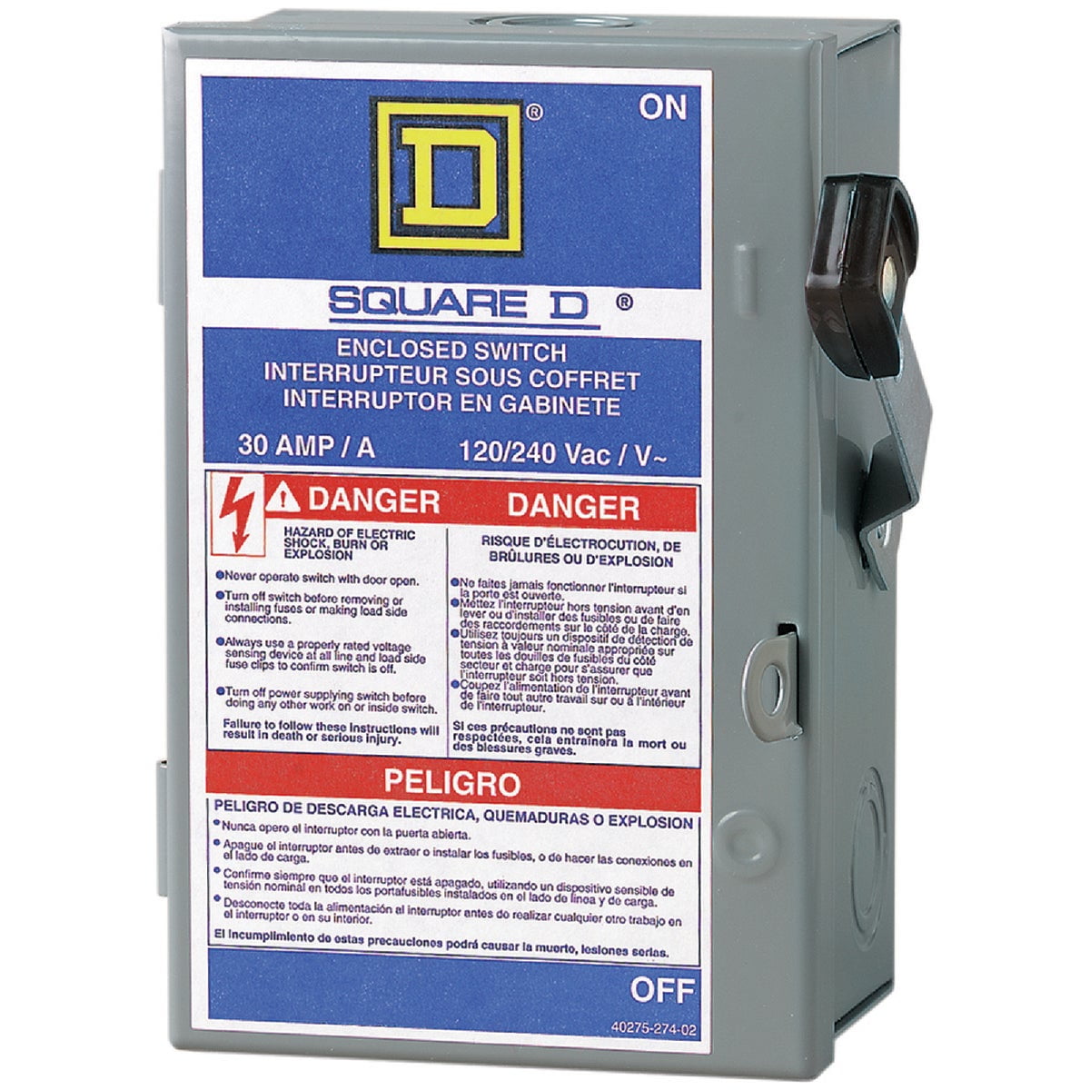 Square D L211N Indoor Fusible Safety Switch, 30 Amp