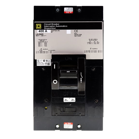 Square D LAL26400 Circuit Breaker, LAL-Frame, 2-Pole, 600VAC~ / 250VDC, 400-Amp