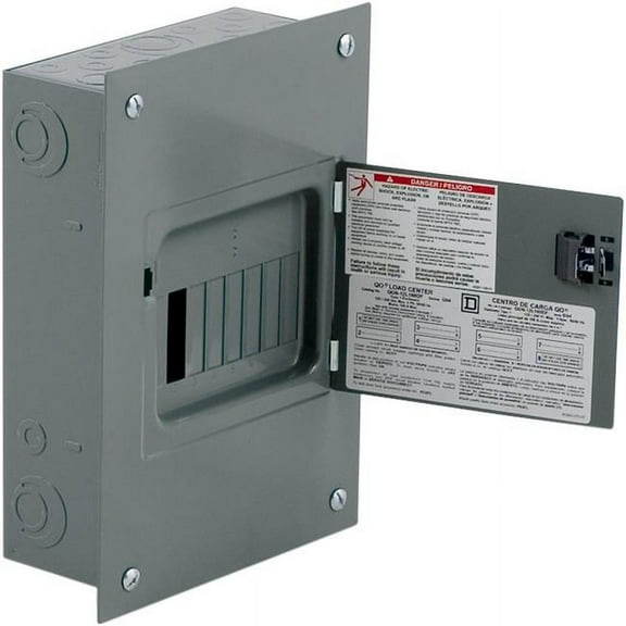 Square D Load Center, 6 Spaces, 100A Amps, 120/240V AC QO612L100DF