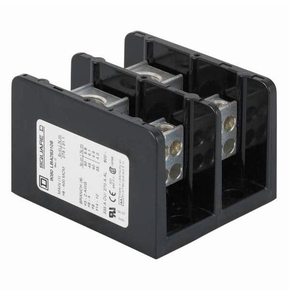 Square D Mintr Distr Block,Al/Cu,600V AC/DC 9080LBA261104