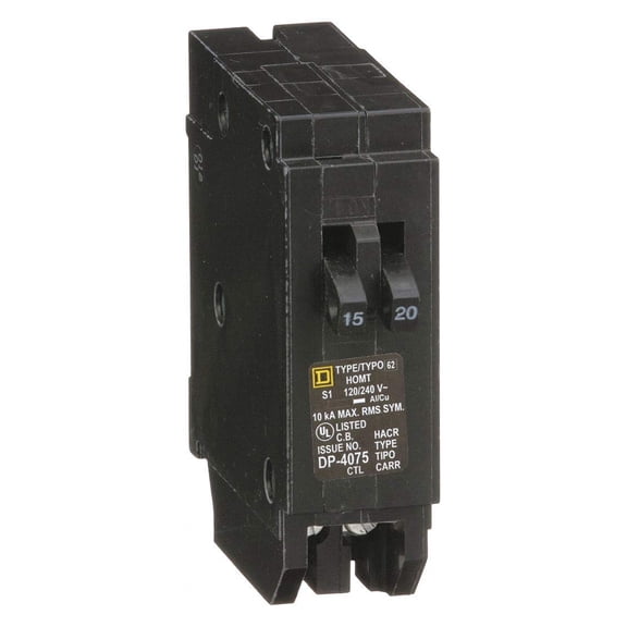 Square D Plug in Circuit Breaker, HOM, Number of Poles 1, 15/20 Amps, 120/240VAC, Tandem$$Tools & Hardware Other