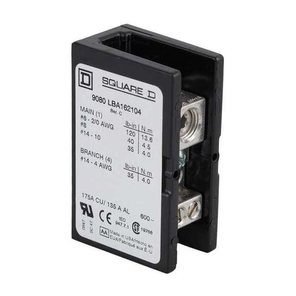 Power Distribution Block, Open, 1 Pole, 175 A Copper, 600 V AC/DC, Surface Mount