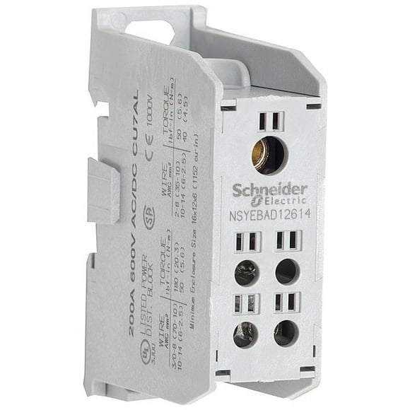 Square D Power Distr Block,Al/Cu,600V AC/DC NSYEBAD12614