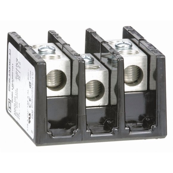 Square D Power Distribution Block, 175 Max. Amps, 2 Pack of Number of Poles: 3, Primary Wire Range (AWG): 14 to 2/0 AWG