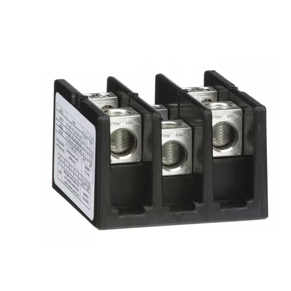 Square D Power Distribution Block 175A 3 Pole 4 Circuit 600V Surface Mount Copper Aluminum Lug
