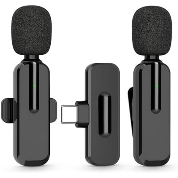 Wireless Mini Microphone for iPhone 15 - Bluetooth Lavalier Android Mic for YouTube Video Recording, Clip-on USB C Phone Microphones for Tiktok Vlog Livestream Podcast