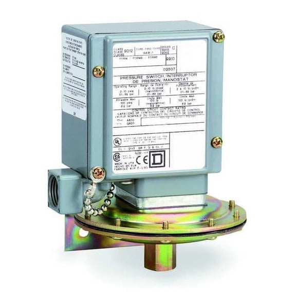 Square D Pressure Swtch,SPDT,1/4-18"FNPT,Diaphrgm  9012GDW1