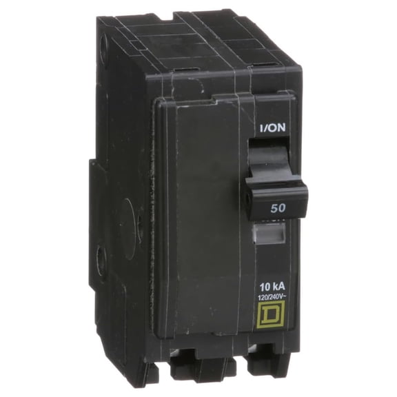 Square D QO 50 Amp Circuit Breaker 2 Pole 120/240V 10kA 5-Pack - Mini Breaker for Electrical Panels, Residential Use, Quick Trip & Easy Install