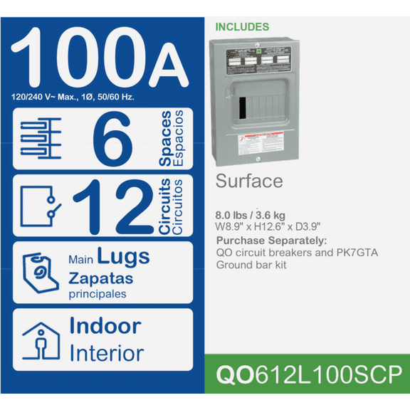 Square D QO Main Lug Load Center - Pack of 2 Residential Use, Standard Application