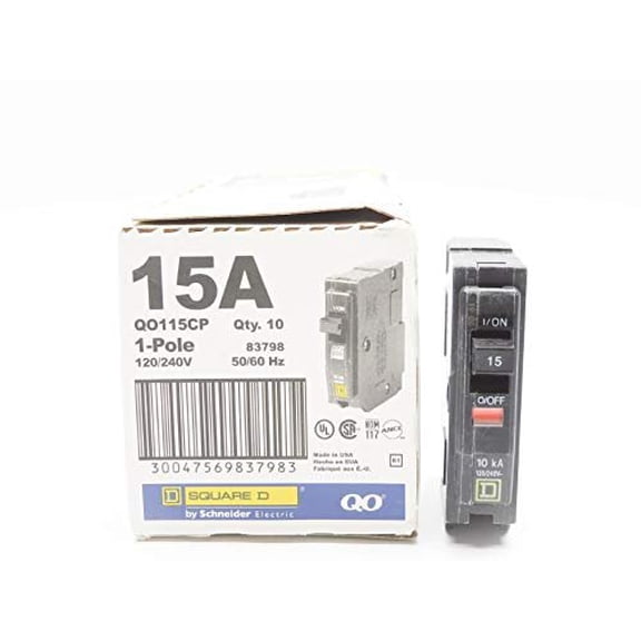 Industrial MRO Square D Circuit Breaker QO115CP - 15A 120/240V - Pack of 10
