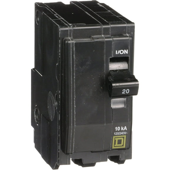 Square D QO220C Double Pole Circuit Breaker, 20 Amp, 1-1/2" Indoor & Outdoor Use, NEC-Compliant
