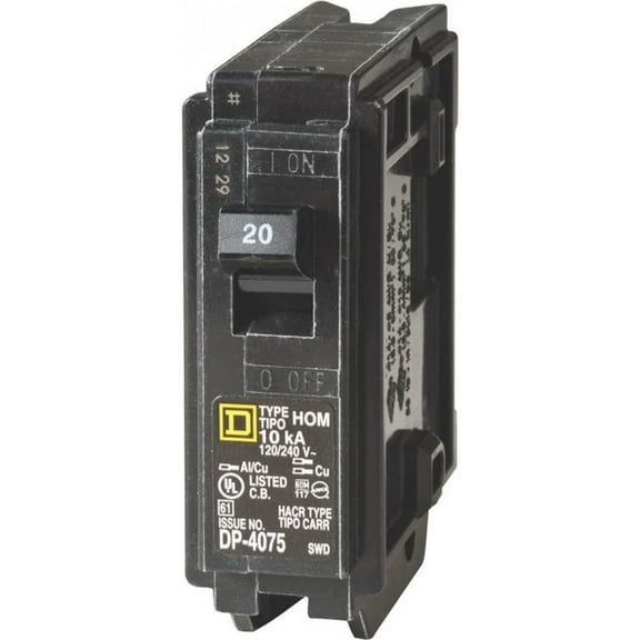 Square D Circuit Breaker HOM120C HO Style - 20 Amps, 1 Pole, Electricalbreaker