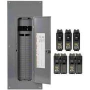 Square D by Schneider Electric HOM4080M200PQCVP Homeline 200 Amp 40-Space 80-Circuit Indoor Main Breaker Qwik-Grip Plug-On Neutral Load Center with Cover - Value Pack, 4 Count