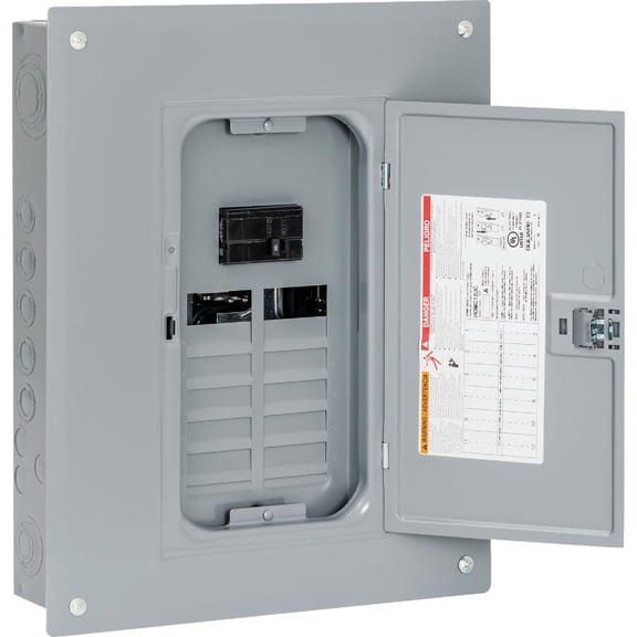 Square D by Schneider Electric Homeline 100 Amp Indoor Main Breaker Box, Circuit Breaker Load Center, Plug On Neutral, 12-Space 24-Circuit, 120/240 VAC, UL Listed, Indoor Use Only (HOM1224M100PC)