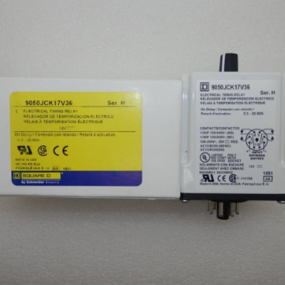 Square D Ser.H 8 Pin Electrical Timing Relay 12V 0.3-30 Min 9050JCK17V36