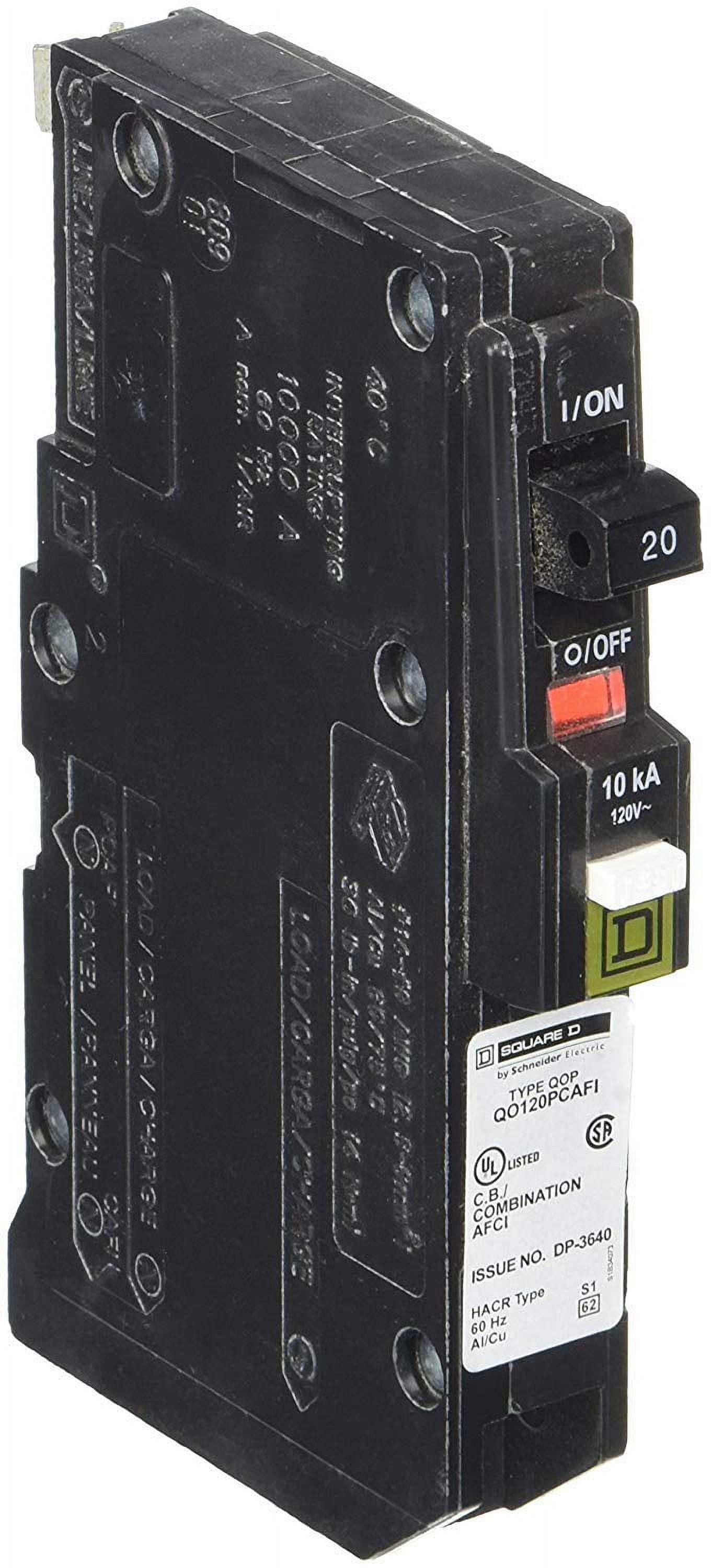 Square D by QO120PCAFI 20Amp SinglePole PlugOn Neutral CAFCI Circuit