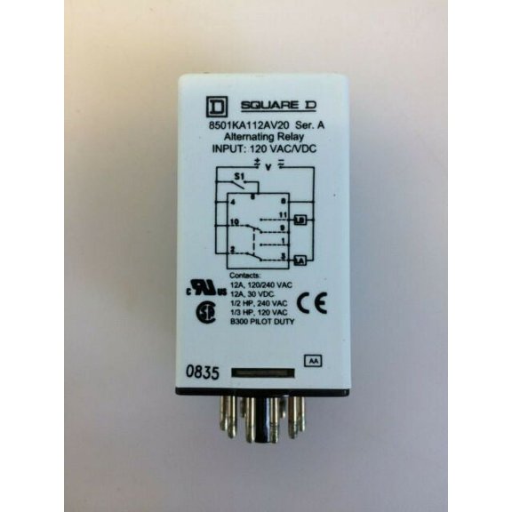 Square D by Schneider Electric 8501KA112AV20 Alternating Relay, 120 VAC/VDC