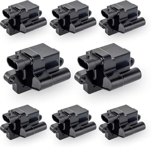 8-Pack D581 Square Ignition Coil Set With 8mm Spark Plug Wires - Compatible With Chevy Silverado, GMC Sierra, Cadillac Escalade 4.8L 5.3L 6.0L 8.1L V8