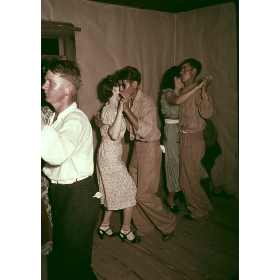Square Dance In Rural Home In Mcintosh County Oklahoma. Ca. 1938-39. History (18 x 24)