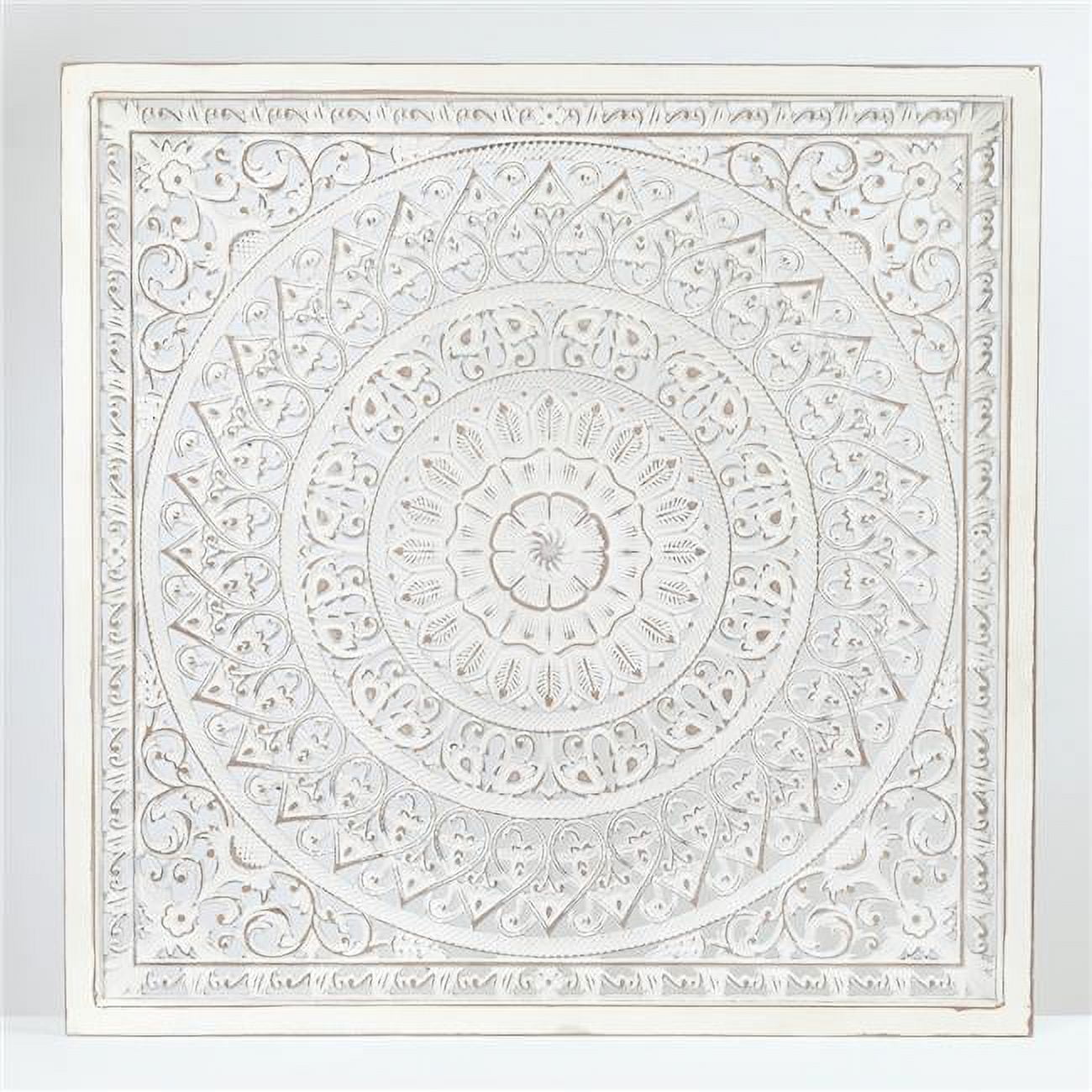 Luxen Home Square Decorative Carved Floral-Patterned MDF Wall Panel ...