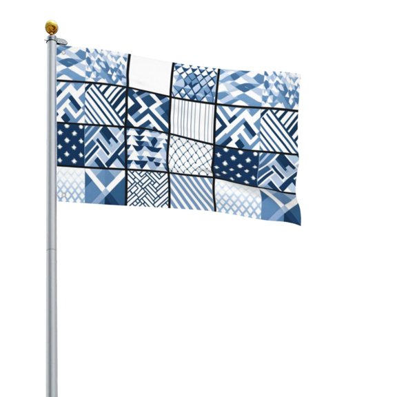 Square Decorative Flag 2x3ft Decorative Flag Without Flagpole For Home Office Outdoor Road Basketball Court Aliceblue Geometric Patterns_3