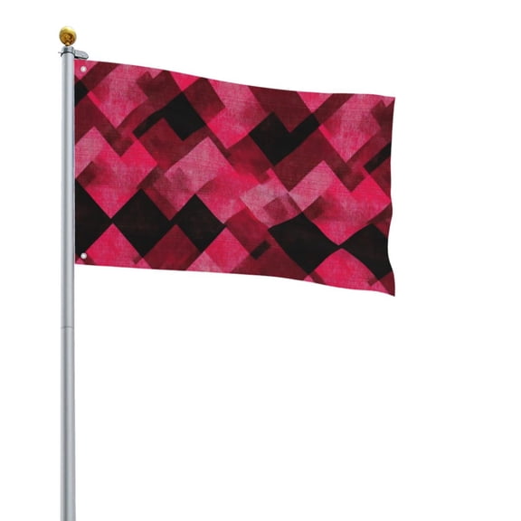 Square Decorative Flag 2x3ft Decorative Flag Without Flagpole For Home Office Outdoor Road Basketball Court Argyle Plaid Magenta_1