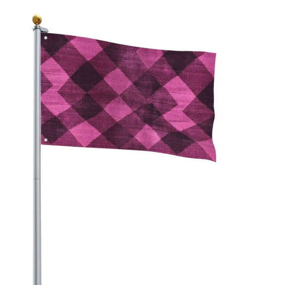 Square Decorative Flag 2x3ft Decorative Flag Without Flagpole For Home Office Outdoor Road Basketball Court Argyle Plaid Magenta_2