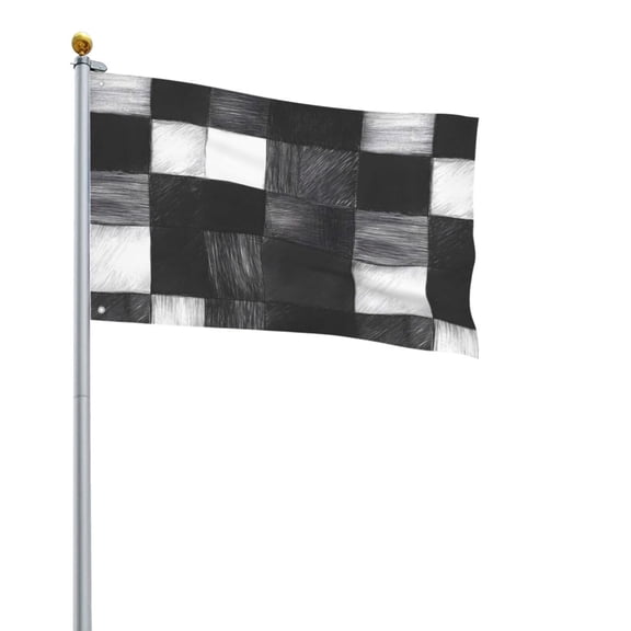 Square Decorative Flag 2x3ft Decorative Flag Without Flagpole For Home Office Outdoor Road Basketball Court Darkgray Checked Hand-Drawn Sketch_4