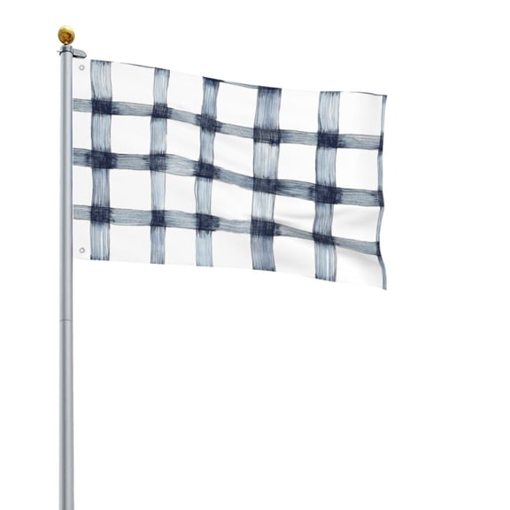 Square Decorative Flag 2x3ft Decorative Flag Without Flagpole For Home Office Outdoor Road Basketball Court Doderblue Checked Hand-Drawn Sketch_1