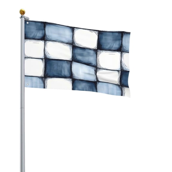 Square Decorative Flag 2x3ft Decorative Flag Without Flagpole For Home Office Outdoor Road Basketball Court Doderblue Checked Hand-Drawn Sketch_3