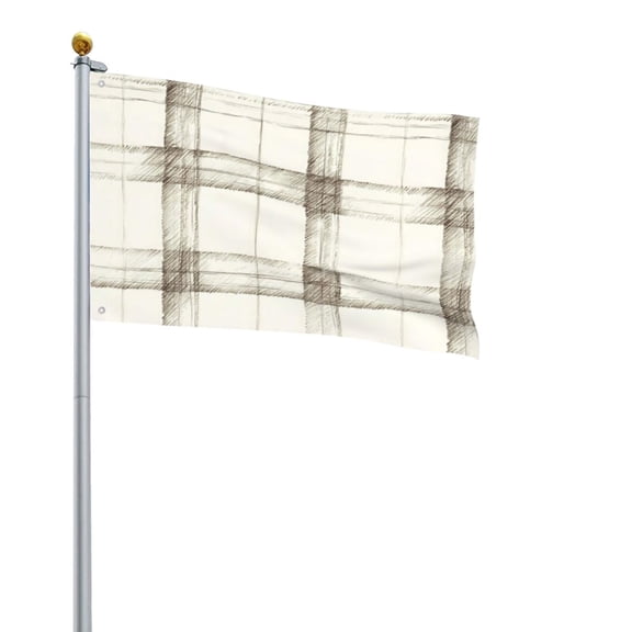 Square Decorative Flag 2x3ft Decorative Flag Without Flagpole For Home Office Outdoor Road Basketball Court Ivory Checked Hand-Drawn Sketch_4