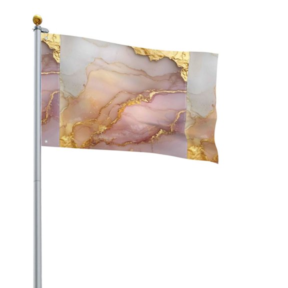 Square Decorative Flag 2x3ft Decorative Flag Without Flagpole For Home Office Outdoor Road Basketball Court Lightpink White Gold Marble