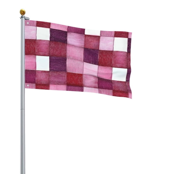 Square Decorative Flag 2x3ft Decorative Flag Without Flagpole For Home Office Outdoor Road Basketball Court Palevioletred Checked Hand-Drawn Sketch_2