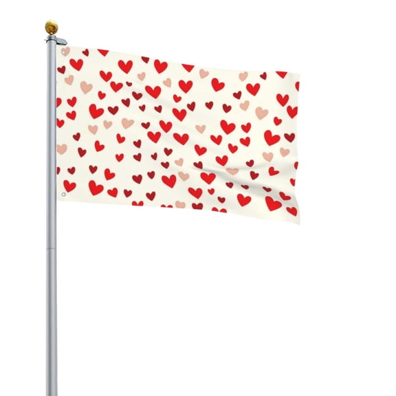 Square Decorative Flag 2x3ft Decorative Flag Without Flagpole For Home Office Outdoor Road Basketball Court Red Heart Symbol