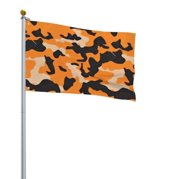 Square Decorative Flag 2x3ft Decorative Flag Without Flagpole For Home Office Outdoor Road Basketball Court Texture Camo Army Orange_4