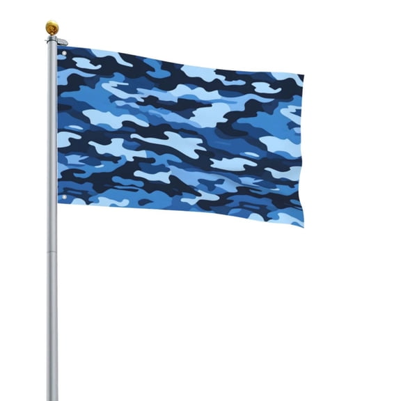 Square Decorative Flag 2x3ft Decorative Flag Without Flagpole For Home Office Outdoor Road Basketball Court Vector Camouflage Pattern Blue_1
