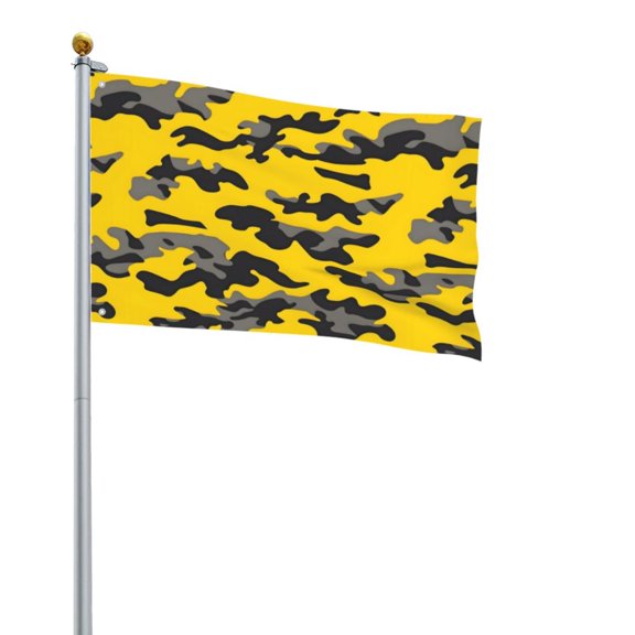 Square Decorative Flag 2x3ft Decorative Flag Without Flagpole For Home Office Outdoor Road Basketball Court Vector Camouflage Pattern Yellow_1