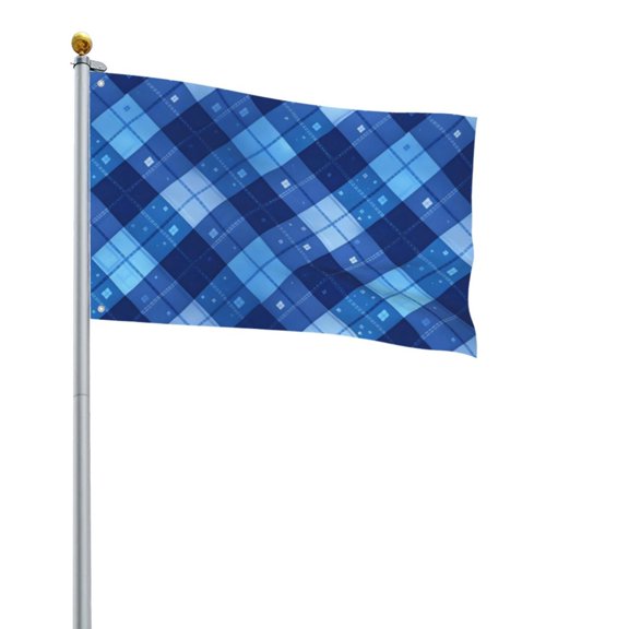 Square Decorative Flag 2x3ft Decorative Flag Without Flagpole For Home Office Outdoor Road Basketball Court Blueviolet Moroccan Buffalo Plaid Tartan Check Hand-Drawn Sketch_2