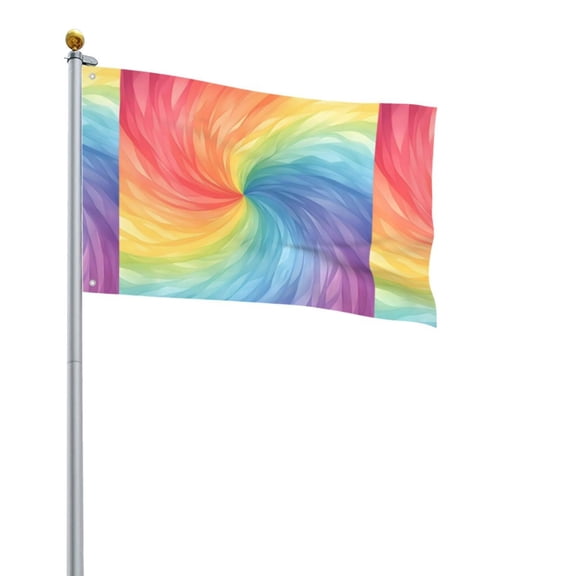 Square Decorative Flag 2x3ft Decorative Flag Without Flagpole For Home Office Outdoor Road Basketball Court Darkmagenta Tie-Dye Background Rainbow Colors_2