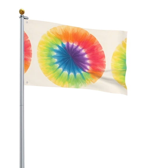 Square Decorative Flag 2x3ft Decorative Flag Without Flagpole For Home Office Outdoor Road Basketball Court Darkorchid Tie Dye Background Rainbow Colors