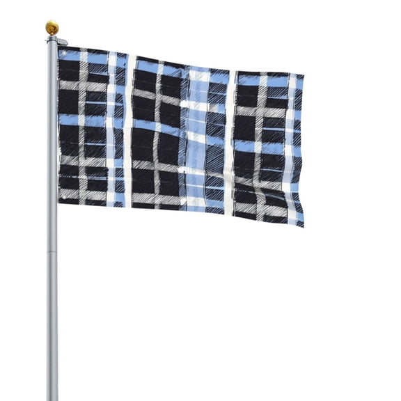 Square Decorative Flag 2x3ft Decorative Flag Without Flagpole For Home Office Outdoor Road Basketball Court Mediumblue Houndstooth Buffalo Plaid Tartan Check Scotland Hand-Drawn Sketch_3