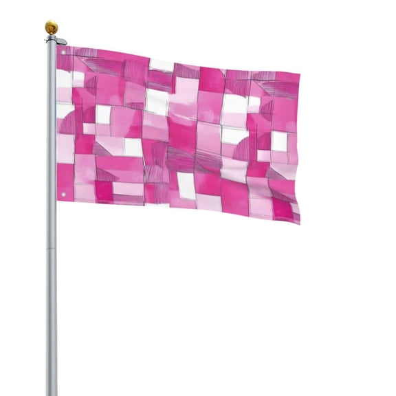 Square Decorative Flag 2x3ft Decorative Flag Without Flagpole For Home Office Outdoor Road Basketball Court Pink Abstract Houndstooth Hand-Drawn Sketch_2