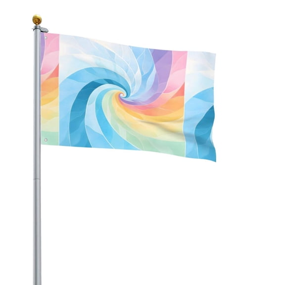 Square Decorative Flag 2x3ft Decorative Flag Without Flagpole For Home Office Outdoor Road Basketball Court Turquoise Tie Dye Background Rainbow Colors_4