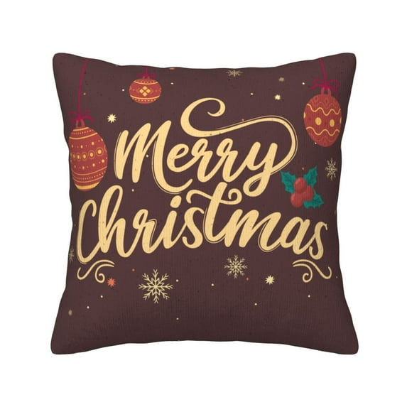 Square Decorative Throw Pillow Covers with Core, Christmas Ball Blessing Throw Pillows for Couch Sofa Bed Home Decor, 20"x20"