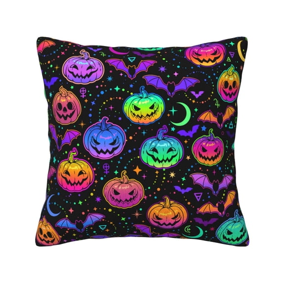 Square Decorative Throw Pillow Covers with Core, Gradient Pumpkin Print Throw Pillows for Couch Sofa Bed Home Decor, 16"x16"