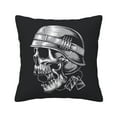 thumbnail image 1 of Square Decorative Throw Pillow Covers with Core, Helmet Wearing Skull Print Throw Pillows for Couch Sofa Bed Home Decor, 18"x18", 1 of 9